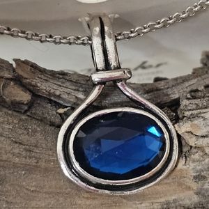 Wheeler Sterling Silver finish Blue Ice Age Quartz necklace NWT made in USA